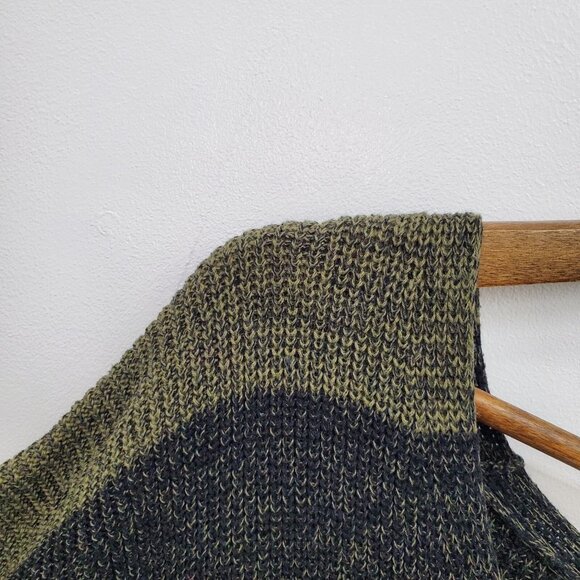 Womens XS Olive Black Striped Sweater Grungecore Knit Slouchy V-Neck Fall Top - Picture 11 of 15